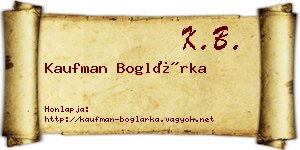 Kaufman Boglárka névjegykártya